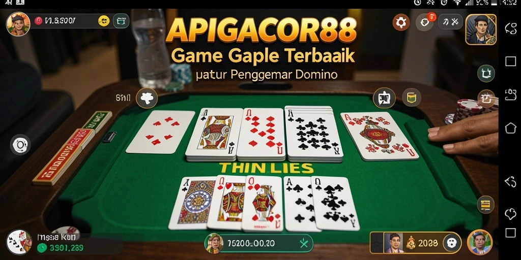 Tampilan utama gameplay APIGACOR88 dengan suasana Gaple yang seru.