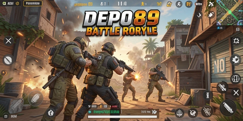 Tangkapan layar dari pertempuran strategi dalam DEPO89 Battle Royale.
