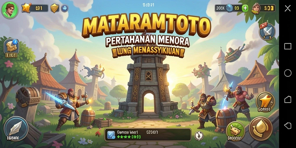 Screenshot MATARAMTOTO menampilkan aksi seru dalam pertempuran Tower Defense.