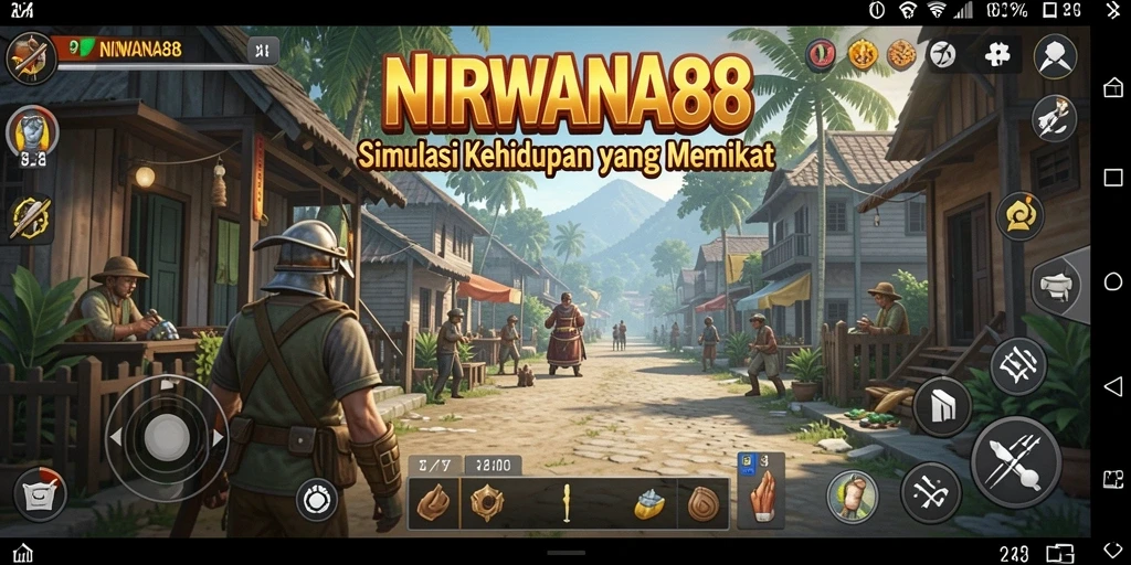 Screenshot utama NIRWANA88 menampilkan gameplay simulasi kehidupan yang imersif.
