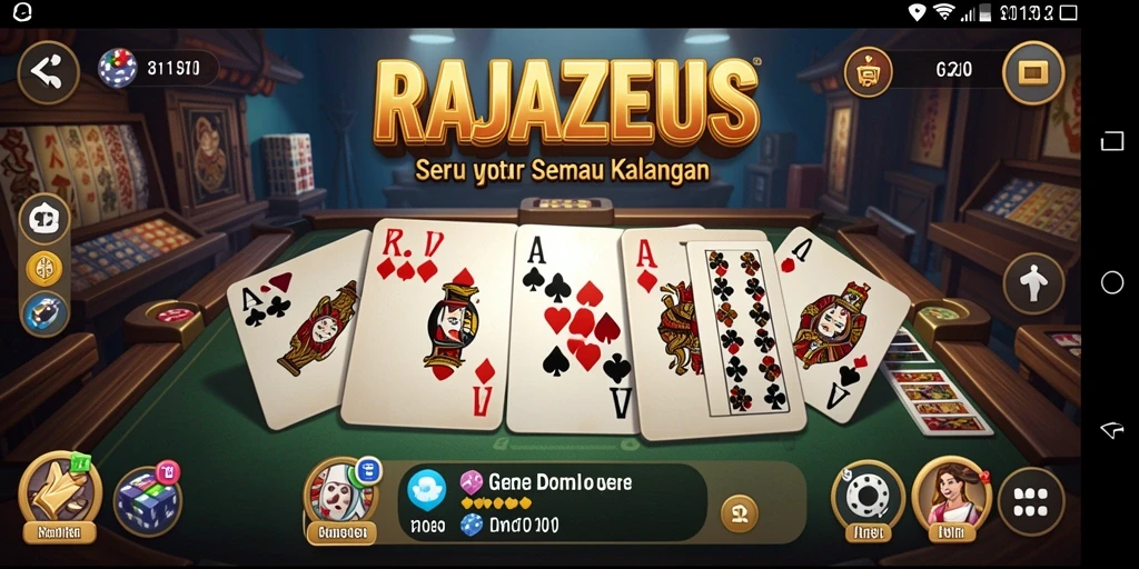 Gameplay seru dalam RAJAZEUS yang penuh tantangan domino.