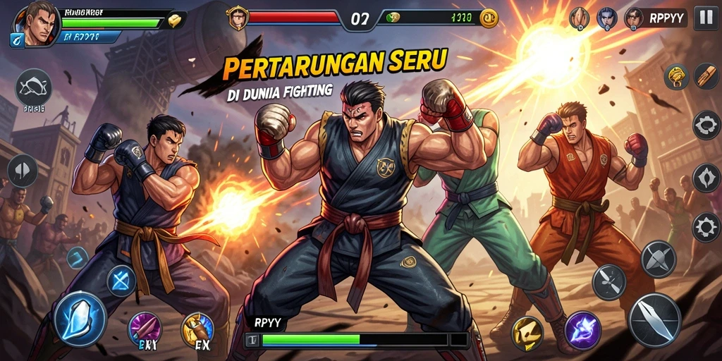 Tampilan gameplay RPYYY yang seru dalam pertarungan.
